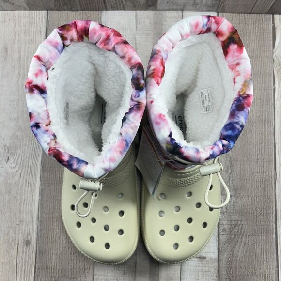 Crocs Classic Lined Neo Puff Tie Dye Boot Pull On Women's Size 6 Bone Beige Pink - Picture 5 of 13